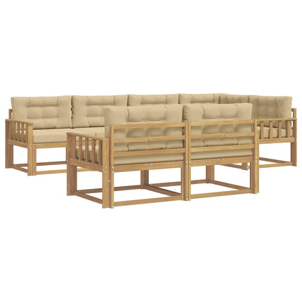 Utomhussoffset med kudde 6 pcs Vit och Beige Polyester