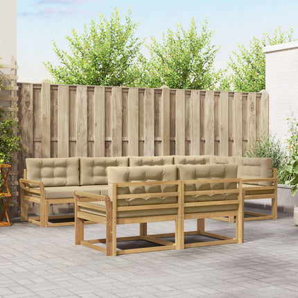 Utomhussoffset med kudde 6 pcs Vit och Beige Polyester