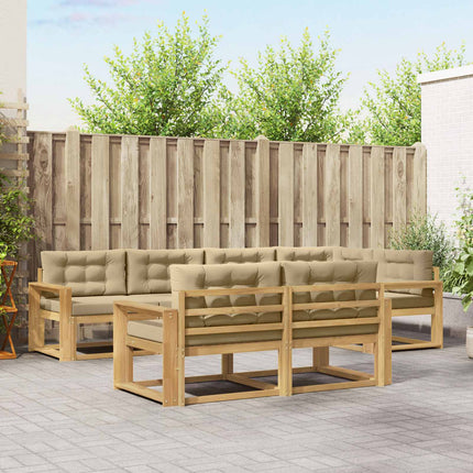 Utomhussoffset med kudde 6 pcs Vit och Beige Polyester