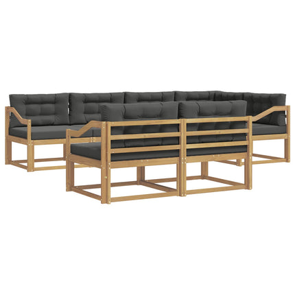 Utomhussoffset med kudde 6 pcs Vit och antracit Polyester