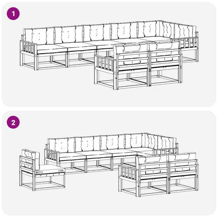 Utomhussoffset med kudde 6 pcs Vit och ljusgrå Polyester