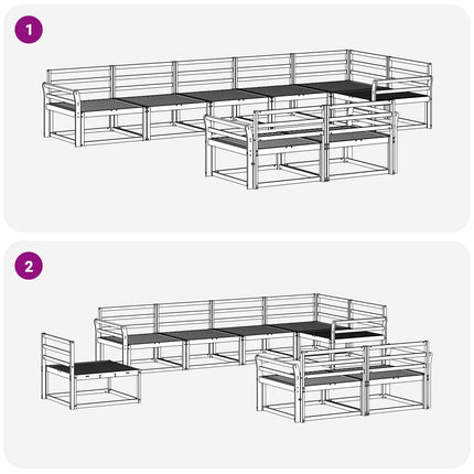 Utomhussoffset 8 pcs Vit 408 x 172,5 x 73 cm Massivt Akaciaträ