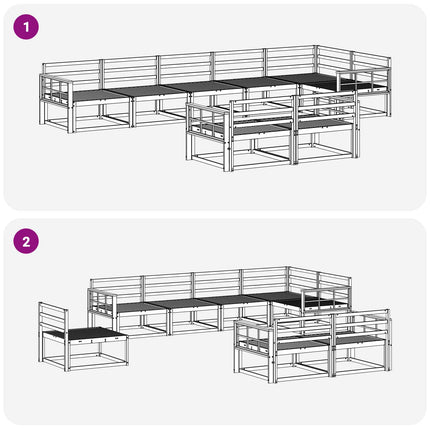 Utomhussoffset 8 pcs Vit 406 x 168,5 x 73 cm Massivt Akaciaträ