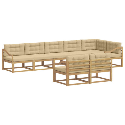 Utomhussoffset med kudde 6 pcs Vit och Beige Polyester