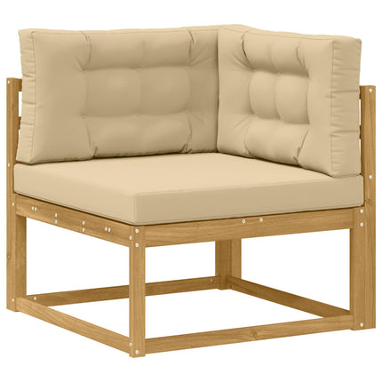 Utomhussoffset med kudde 6 pcs Vit och Beige Polyester