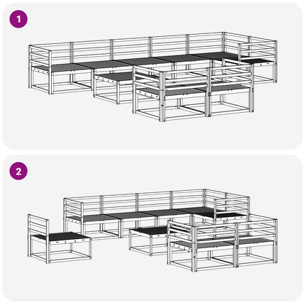 Utomhussoffset 9 pcs Vit 79 x 79 x 37 cm Massivt Akaciaträ