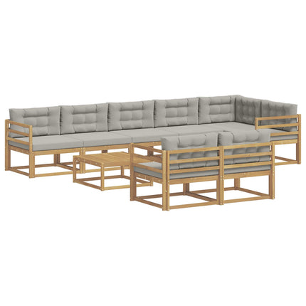 Utomhussoffset 9 pcs Vit och ljusgrå 79 x 79 x 37 cm Polyester