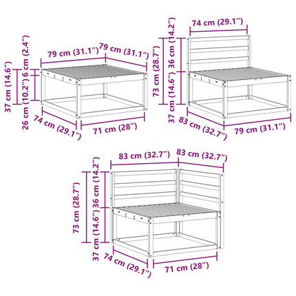 Utomhussoffset 9 pcs Vit 79 x 79 x 37 cm Massivt Akaciaträ