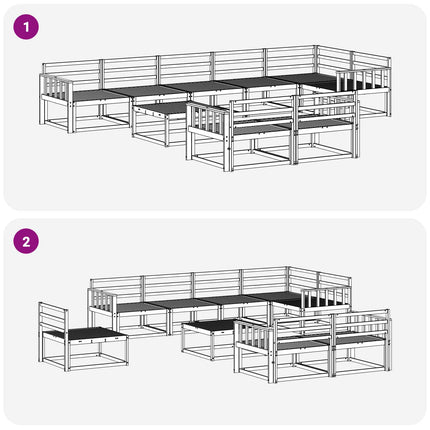 Utomhussoffset 9 pcs Vit 79 x 79 x 37 cm Massivt Akaciaträ