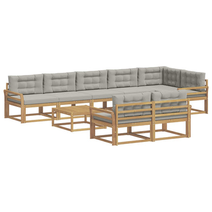 Utomhussoffset 9 pcs Vit och ljusgrå 79 x 79 x 37 cm Polyester