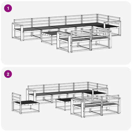 Utomhussoffset 9 pcs Vit 79 x 79 x 37 cm Massivt Akaciaträ