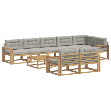 Utomhussoffset 9 pcs Vit och ljusgrå 79 x 79 x 37 cm Polyester