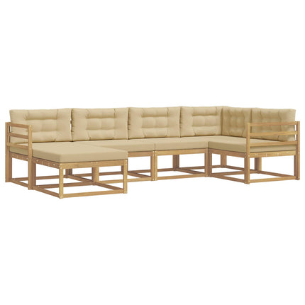 Utomhussoffset 5 st Vit och Beige Polyester