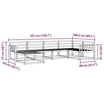 Utomhussoffset 6 pcs Vit 327 x 168,5 x 73 cm Massivt Akaciaträ