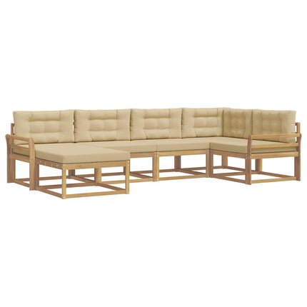 Utomhussoffset 5 st Vit och Beige Polyester