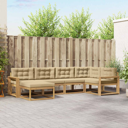 Utomhussoffset med kudde 5 pcs Vit och Beige Polyester