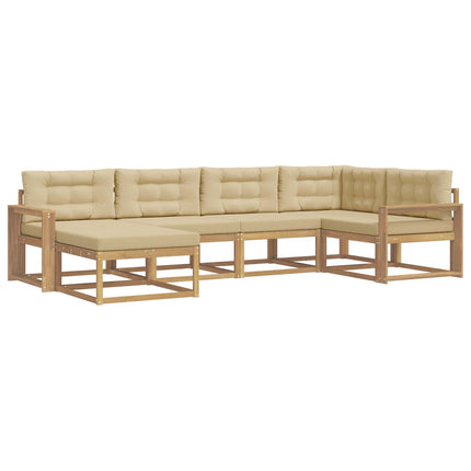 Utomhussoffset med kudde 5 pcs Vit och Beige Polyester