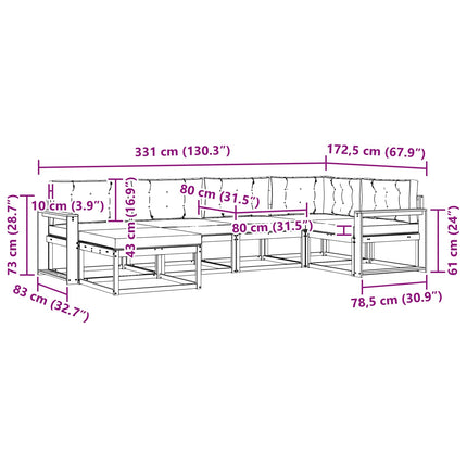 Utomhussoffset med kudde 5 pcs Vit och Beige Polyester