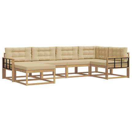 Utomhussoffset 5 st Vit och Beige Polyester