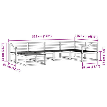 Utomhussoffset 6 pcs Vit 325 x 166,5 x 73 cm Massivt Akaciaträ