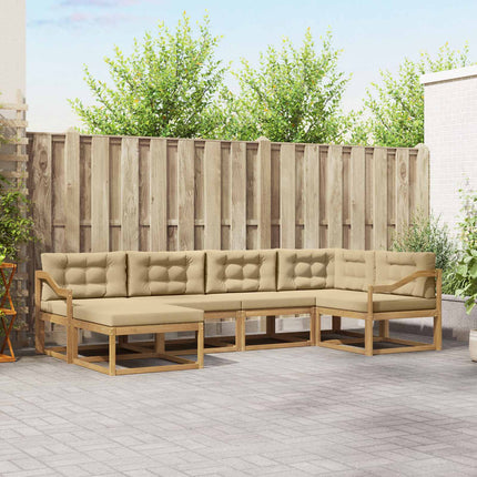 Utomhussoffset med kudde 5 pcs Vit och Beige Polyester