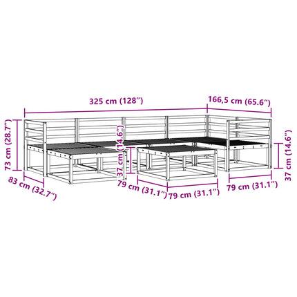 Utomhussoffset 7 pcs Vit Massivt Akaciaträ