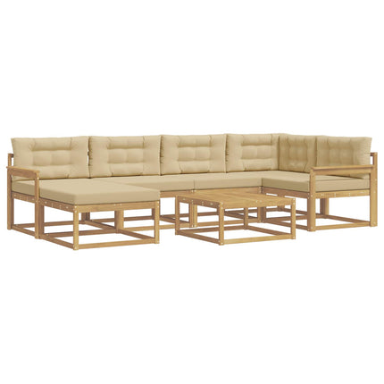 Utomhussoffset 7 pcs Vit och Beige
