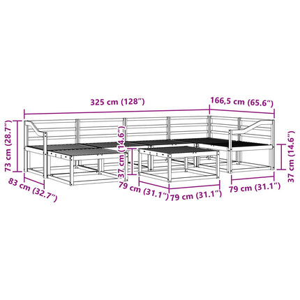 Utomhussoffset 7 pcs Vit Massivt Akaciaträ