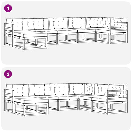 Utomhussoffset med kudde 7 pcs Vit och grädde
