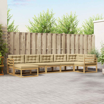 Utomhussoffset med kudde 7 pcs Vit och Beige