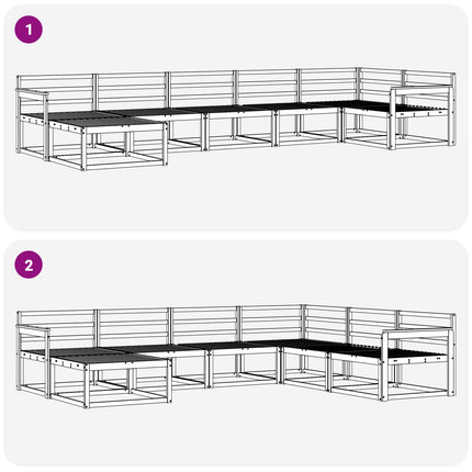 Utomhussoffset 7 pcs Vit Massivt Akaciaträ