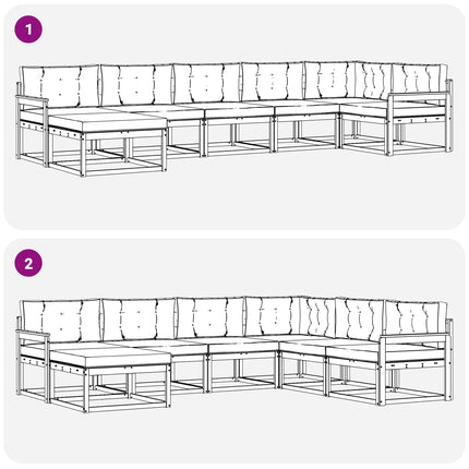 Utomhussoffset med kudde 7 pcs Vit och antracit