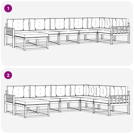 Utomhussoffset med kudde 7 pcs Vit och Beige