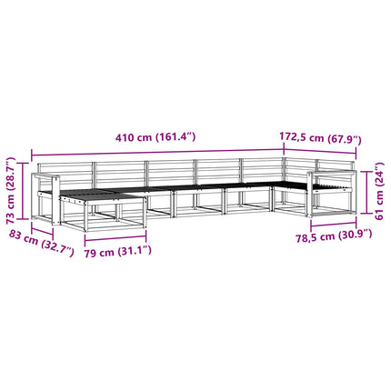 Utomhussoffset 7 pcs Vit Massivt Akaciaträ