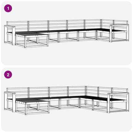 Utomhussoffset 7 pcs Vit Massivt Akaciaträ