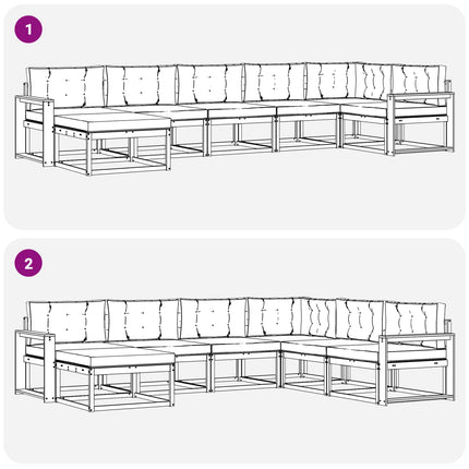 Utomhussoffset med kudde 7 pcs Vit och ljusgrå