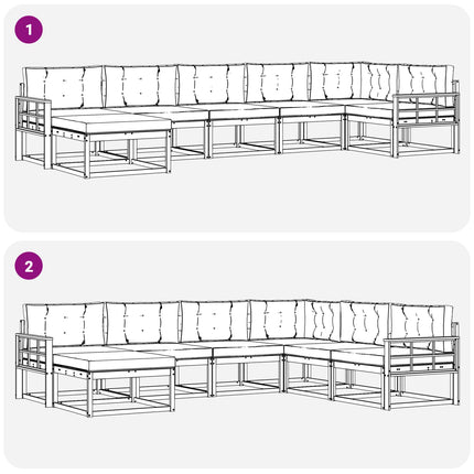 Utomhussoffset med kudde 7 pcs Vit och ljusgrå