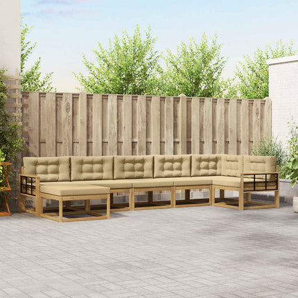 Utomhussoffset med kudde 7 pcs Vit och Beige