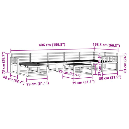 Utomhussoffset 8 pcs Vit Massivt Akaciaträ