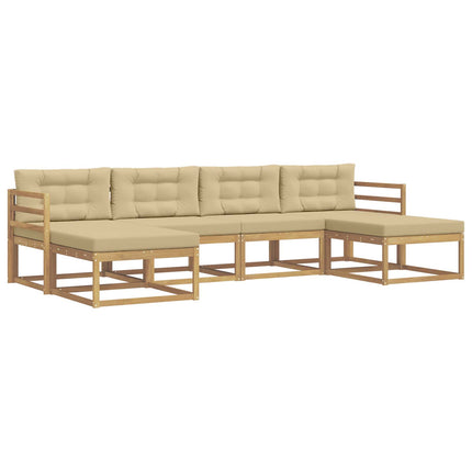 Utomhussoffset med kudde 6 pcs Vit och Beige