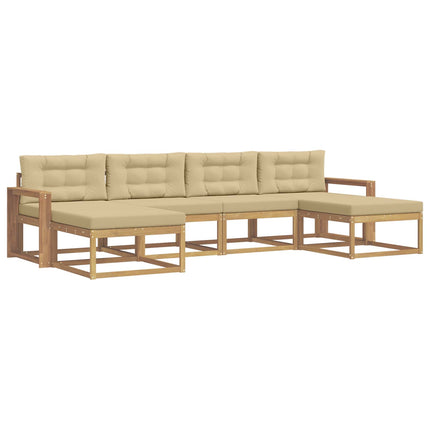 Utomhussoffset med kudde 6 pcs Vit och Beige