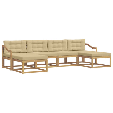 Utomhussoffset med kudde 6 pcs Vit och Beige