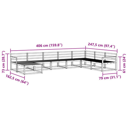Utomhussoffset 8 pcs Vit Massivt Akaciaträ