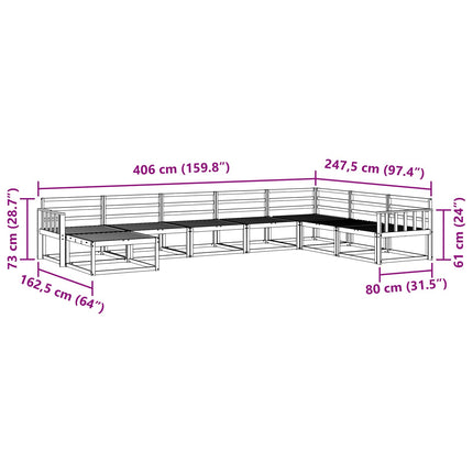 Utomhussoffset 8 pcs Vit Massivt Akaciaträ
