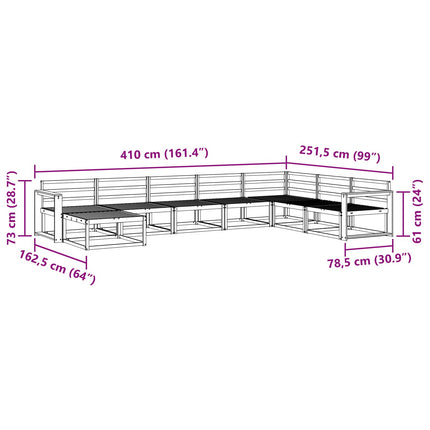 Utomhussoffset 8 pcs Vit Massivt Akaciaträ