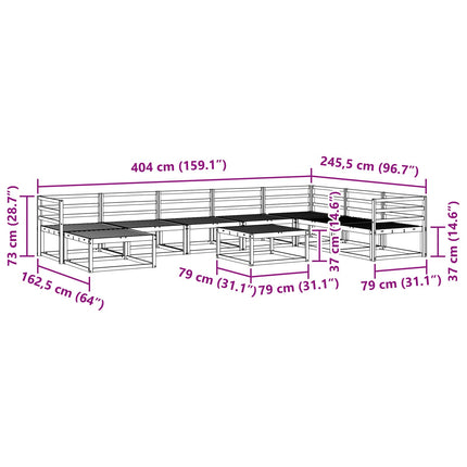 Utomhussoffset 9 pcs Vit Massivt Akaciaträ