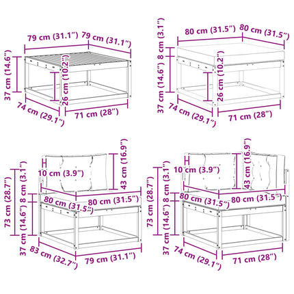 Utomhussoffset 9 pcs Vit och antracit