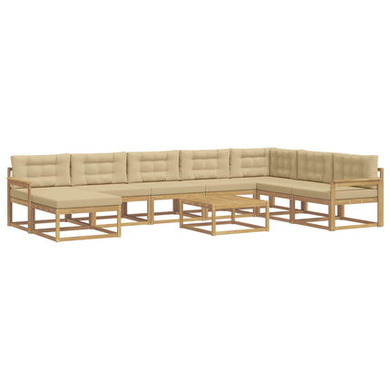 Utomhussoffset 9 pcs Vit och Beige