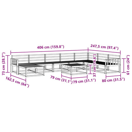 Utomhussoffset 9 pcs Vit Massivt Akaciaträ