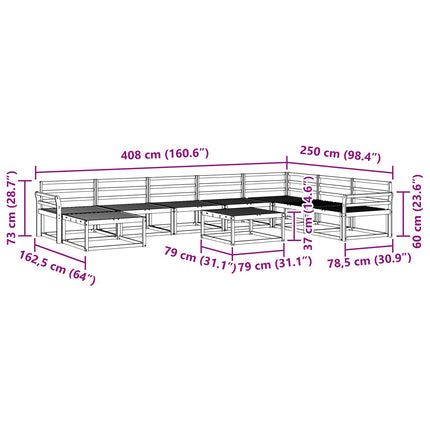 Utomhussoffset 9 pcs Vit Massivt Akaciaträ